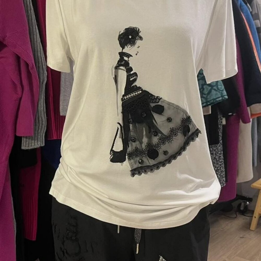 Frank Lyman White/Black Graphic Tee (C17)